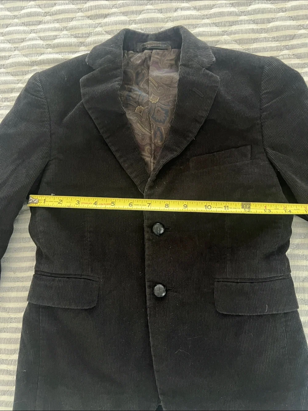 Lauren Ralph Lauren Boys Black Corduroy Blazer Jacket Size 8 Regular